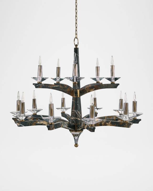 Inverness 15-Light 2-Tier Marble Chandelier, 52" Round